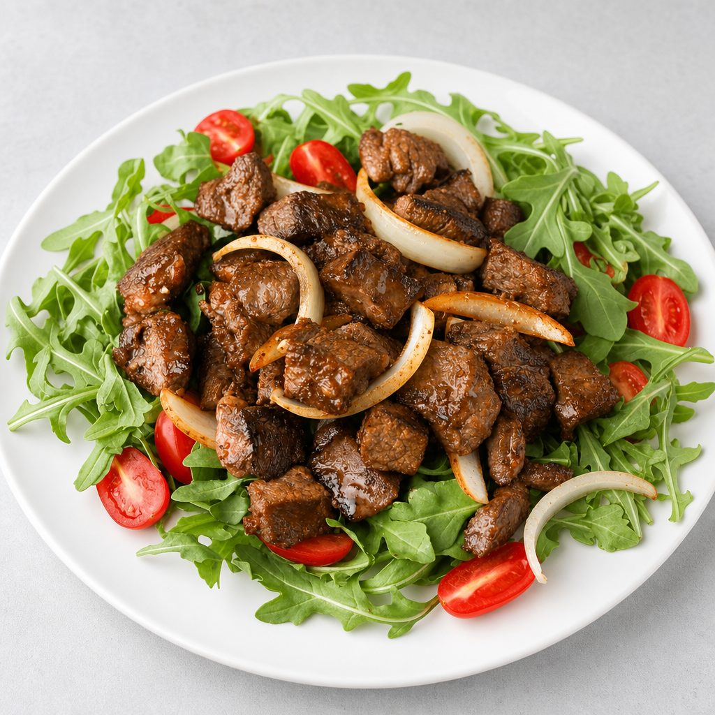 S2. Shaky Beef Over White Rice (Com Bo LLac).