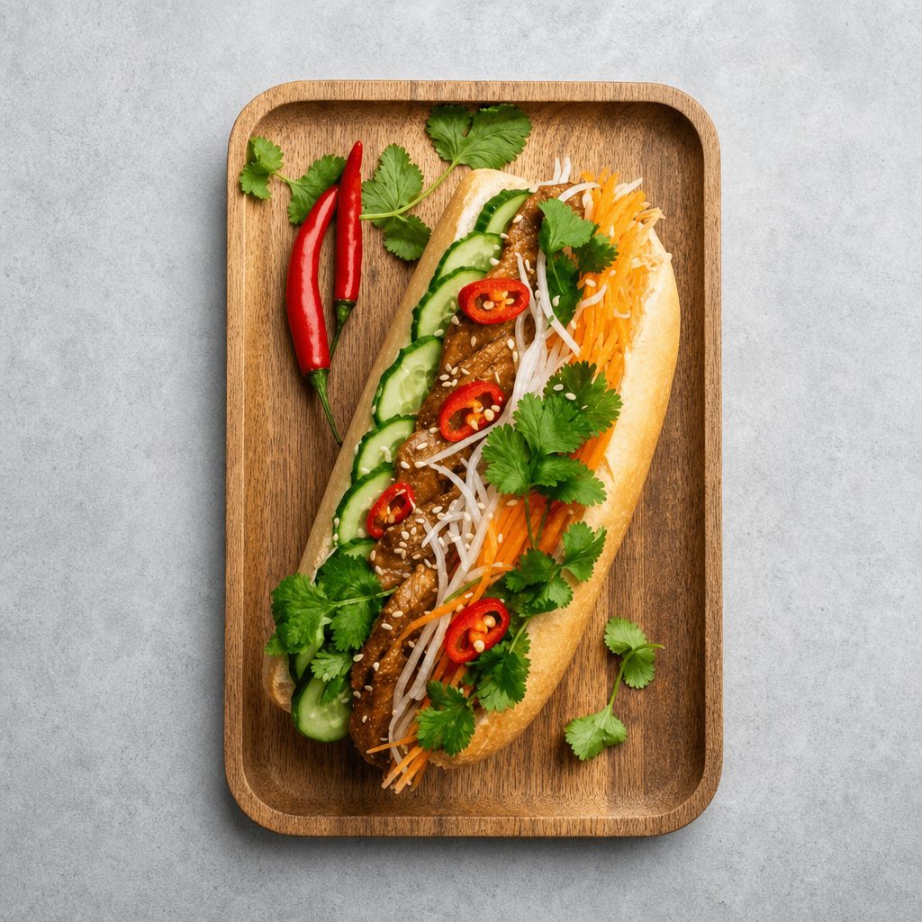 T18. Grilled Pork Banh Mi (Heo).