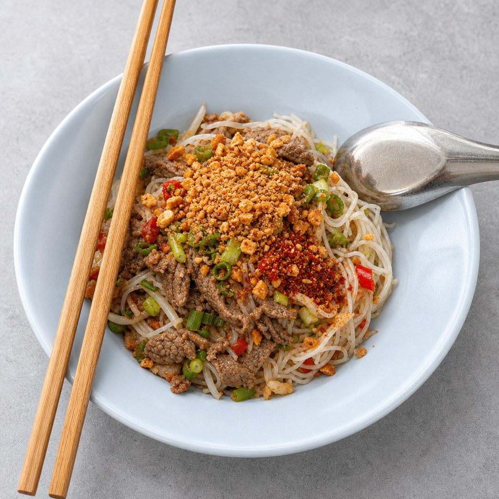 D7. Stir Fry Beef over Vermicelli (Bun Bo Xao).