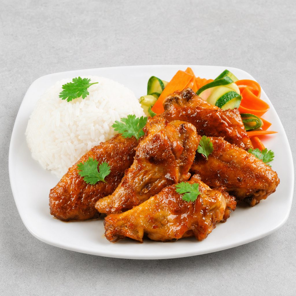 C20. Crispy Chicken Wings w/ Rice (Com Canh Ga).