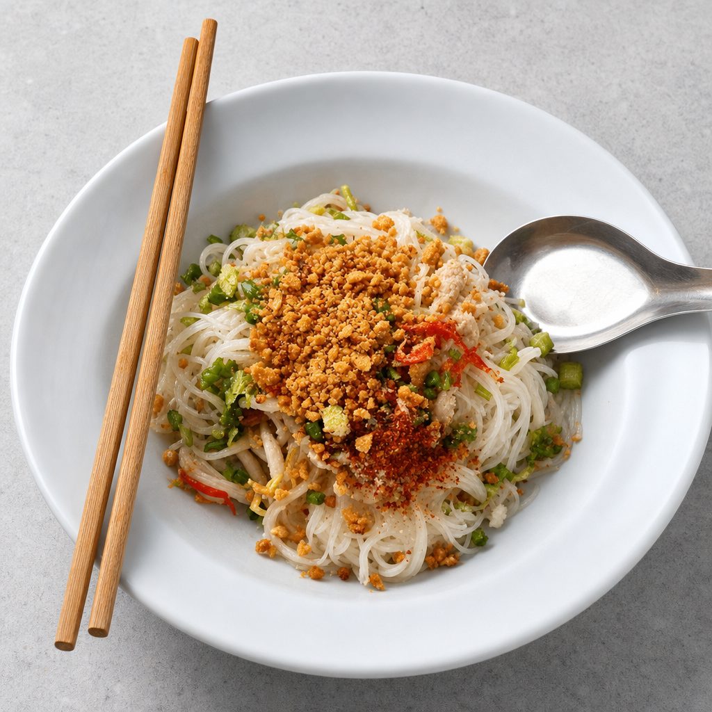 D5. Stir Fry Chicken over Vermicelli (Bun Ga Xao).