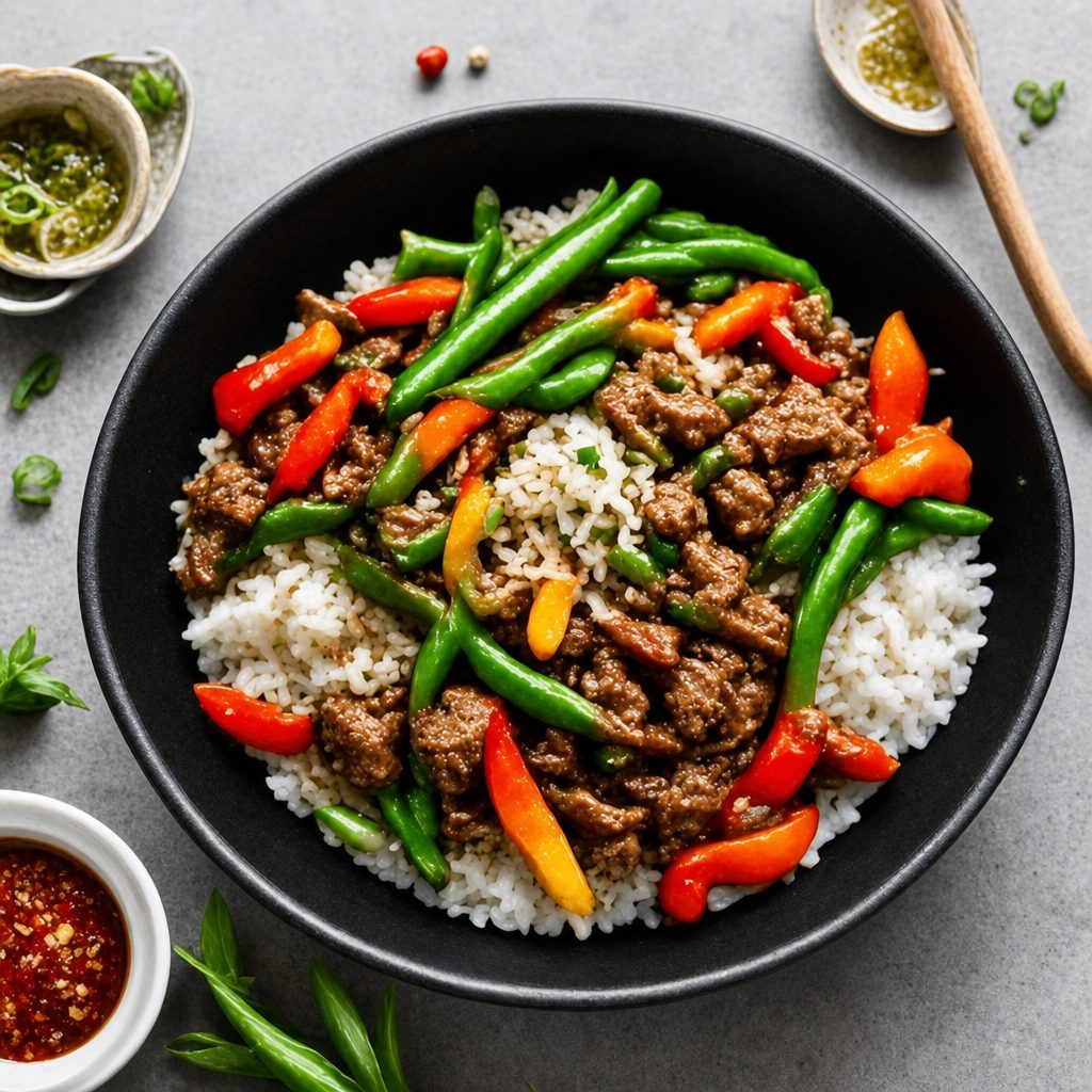 C14. StirFry Lemongrass Pork w/ Rice (Com Heo Xao Xa).