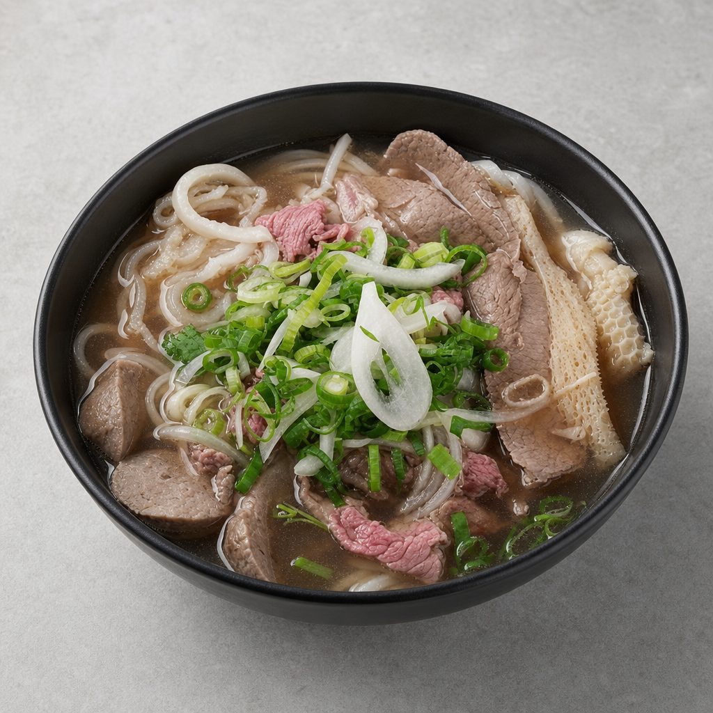 P7. Rare, Tripe, Meatballs Noodle soup (T,S,BV).