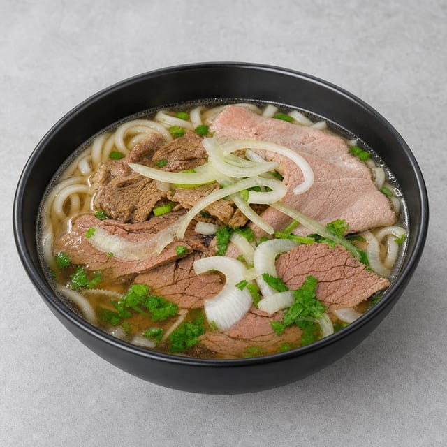 P5. Rare, welldone, flank Noodle Soup (T, C, N).