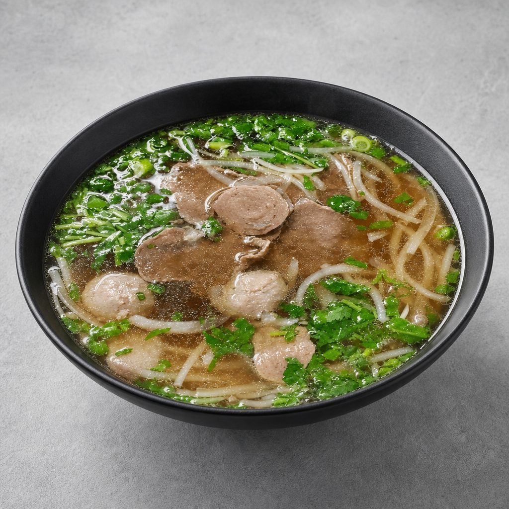 P6. Rare, Welldone, Meatball Noodle soup (T,C,BV).