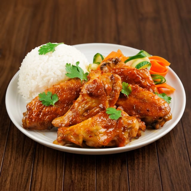 C20. Crispy Chicken Wings w/ Rice (Com Canh Ga).