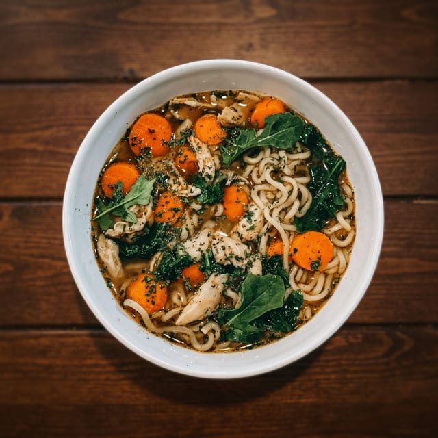 P17. Chicken, Vegetables Noodle Soup (GA, Rau).